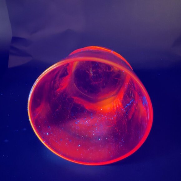 Blenko Dimpled Pinched Crackle Glass Red Drinking Glass Cup Hand Blown Vintage - Picture 12 of 12